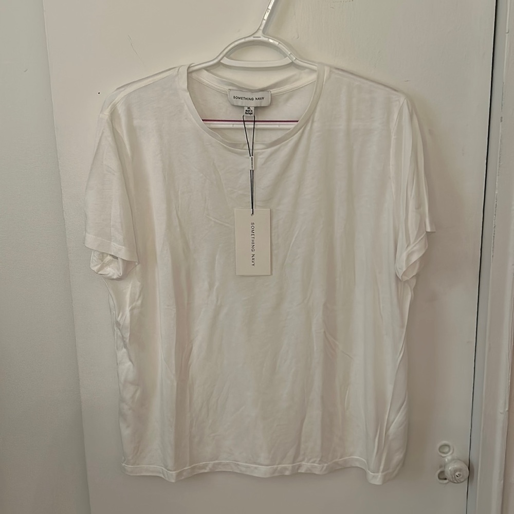 Something Navy white T-shirt